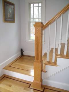 stairway flooring walnut inlay